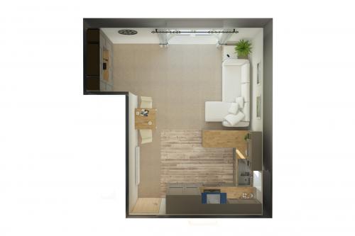 Station View Apartment Plan View Kitchen/Living/Dining